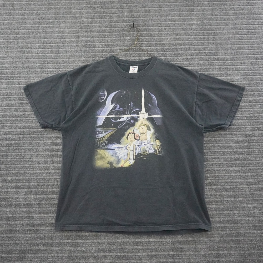 Vintage Jerzees Family Guy Star Wars T-shirt Men XL Black Graphic Tee